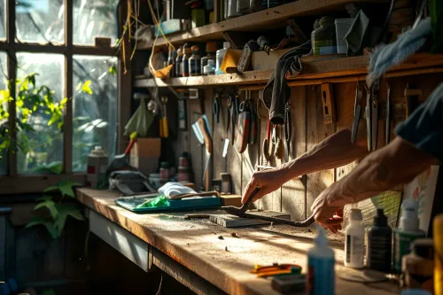 Outils de jardin propres et rangés.