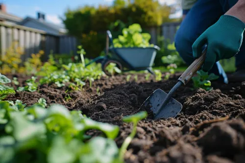 Bêche jardin retournant la terre.
